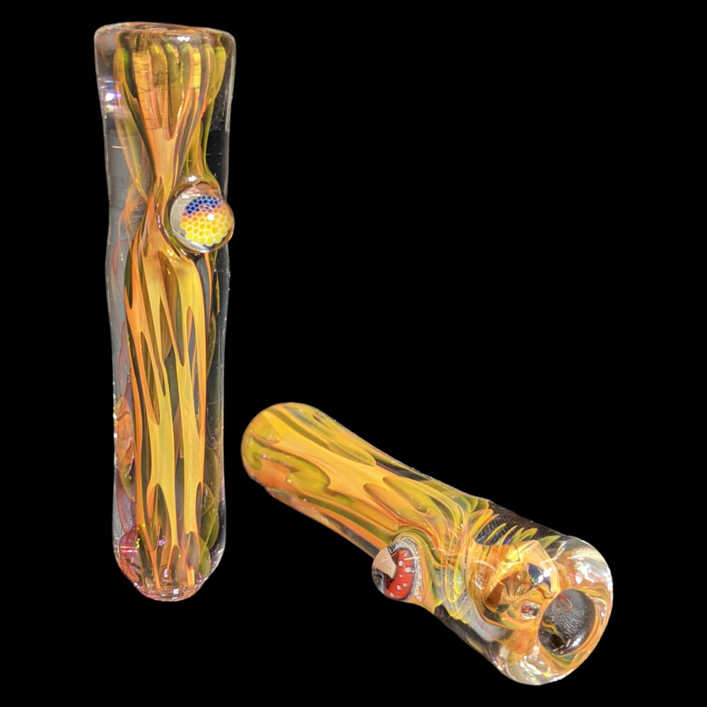 USA BLOWN 4" Gold Fumed Millie Marble Art Chillum Skygate Wholesale